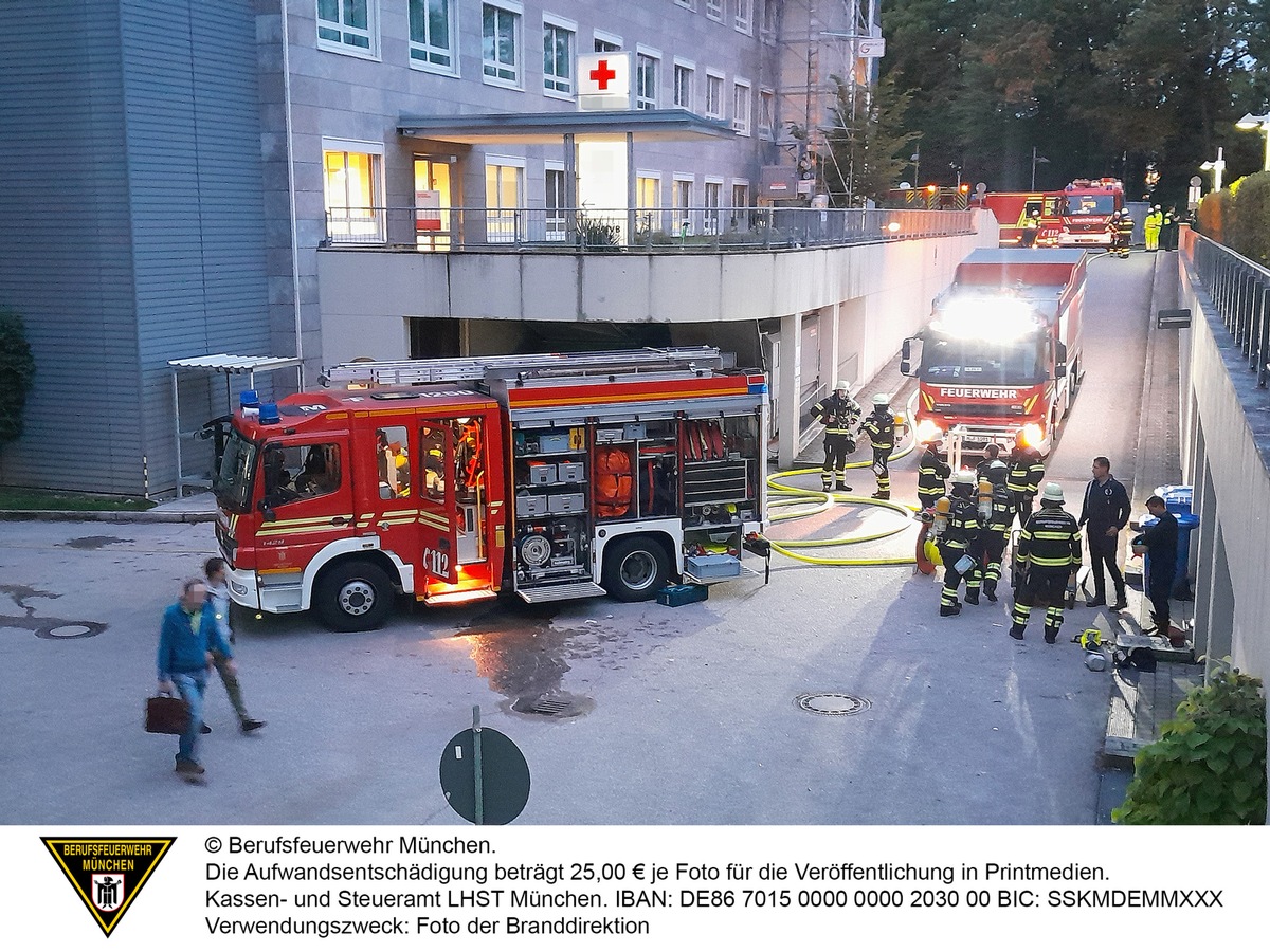 FW-M: Wäschetrockner brennt in Klinik (Pasing)