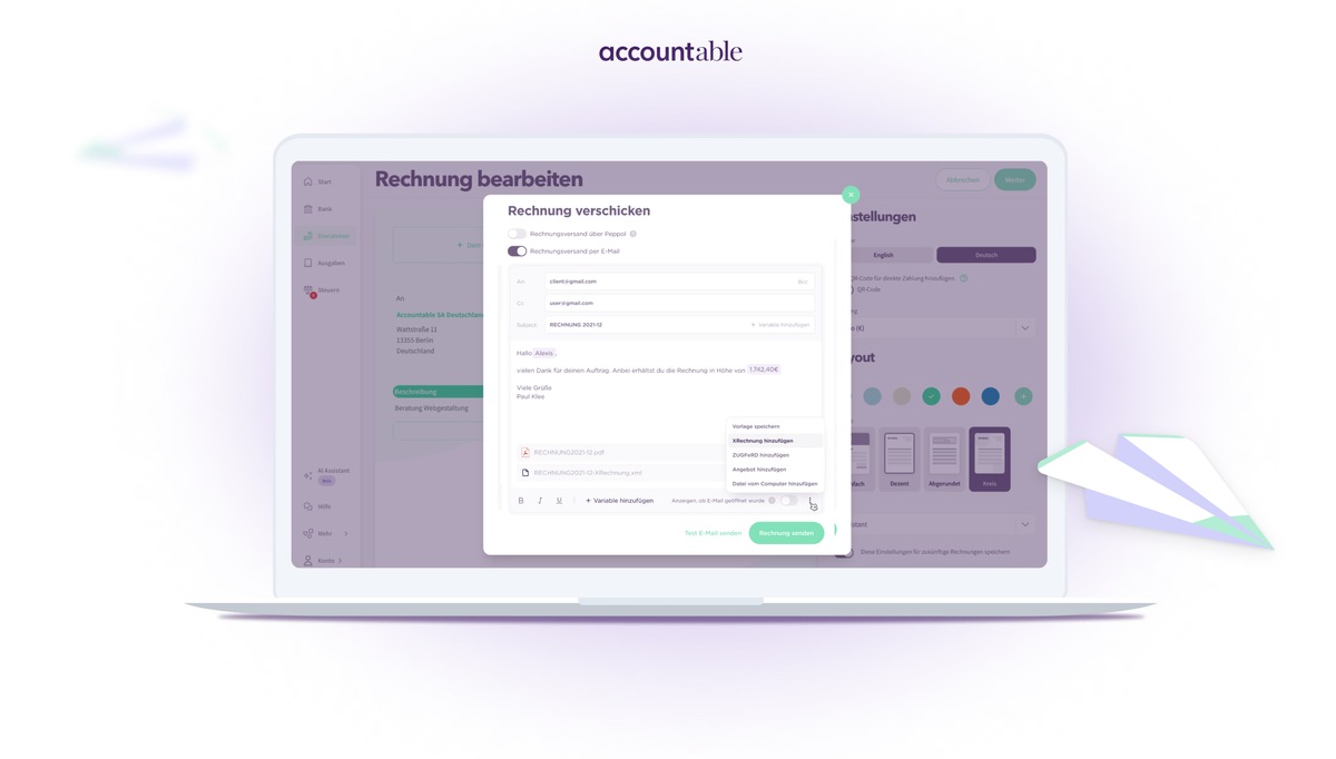 Einführung der E-Rechnung ab Januar 2025 für Selbstständige: Steuer-App Accountable ermöglicht kostenfreie Rechnungserstellung