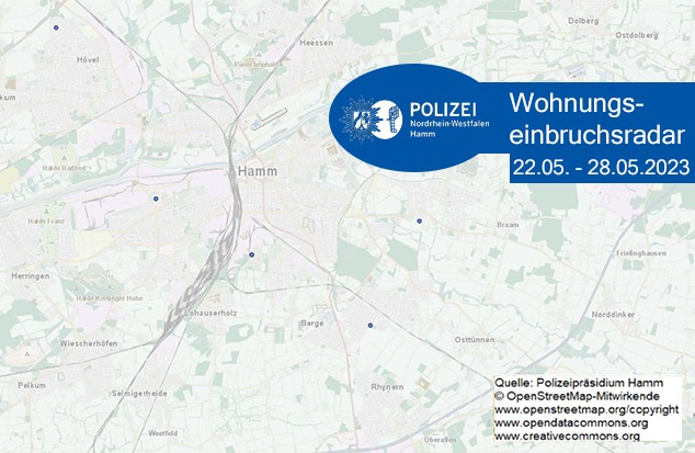 POL-HAM: Wohnungseinbruchsradar Hamm für die Woche vom 22. Mai bis 28. Mai