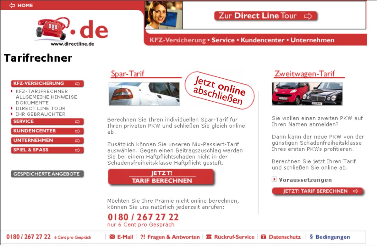 Mit einem Klick versichert / Bei Direct Line ist jetzt auch der Online-Abschluss möglich