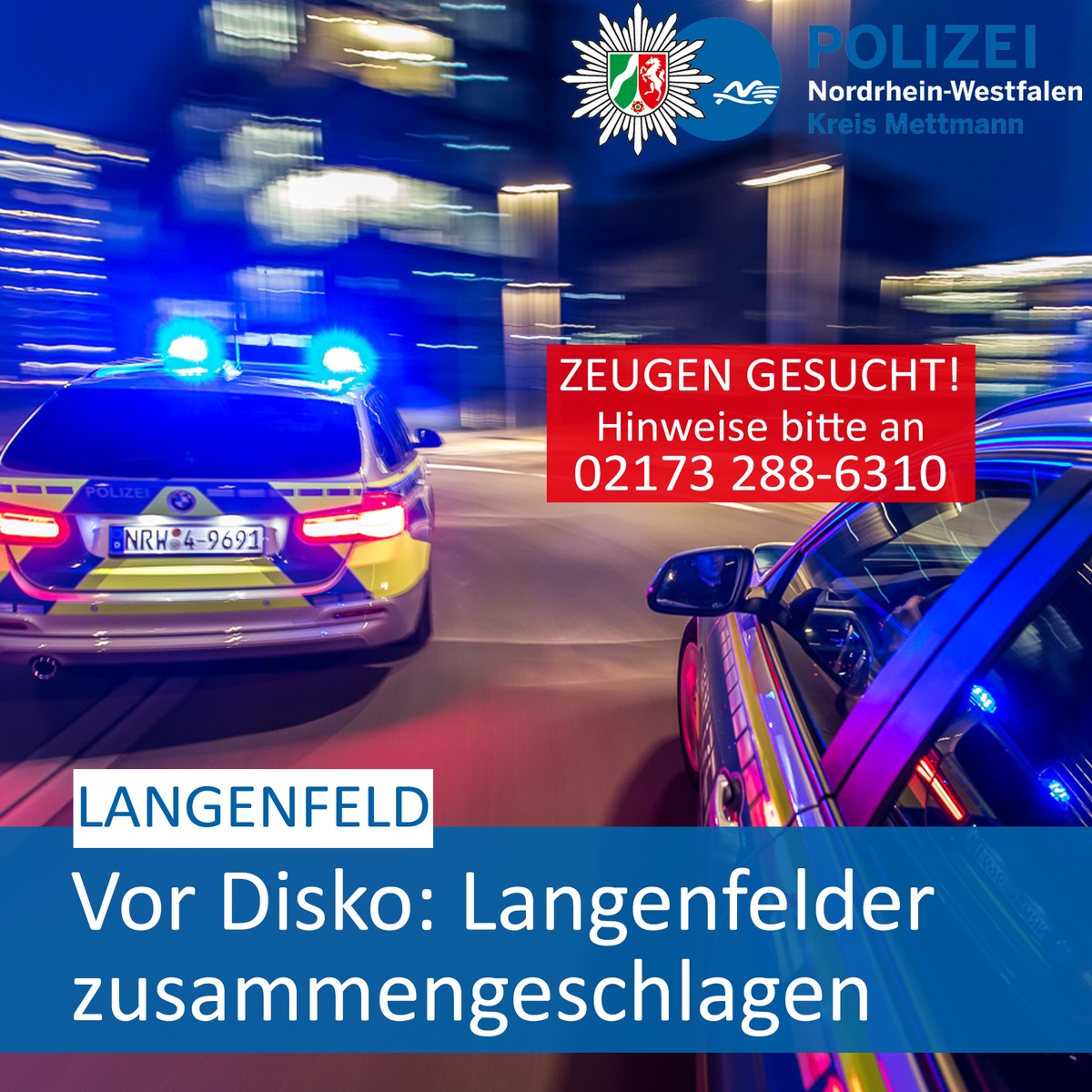 POL-ME: Karnevalsfeier in Diskothek: 28-jähriger Langenfelder zusammengeschlagen - Langenfeld - 2002156