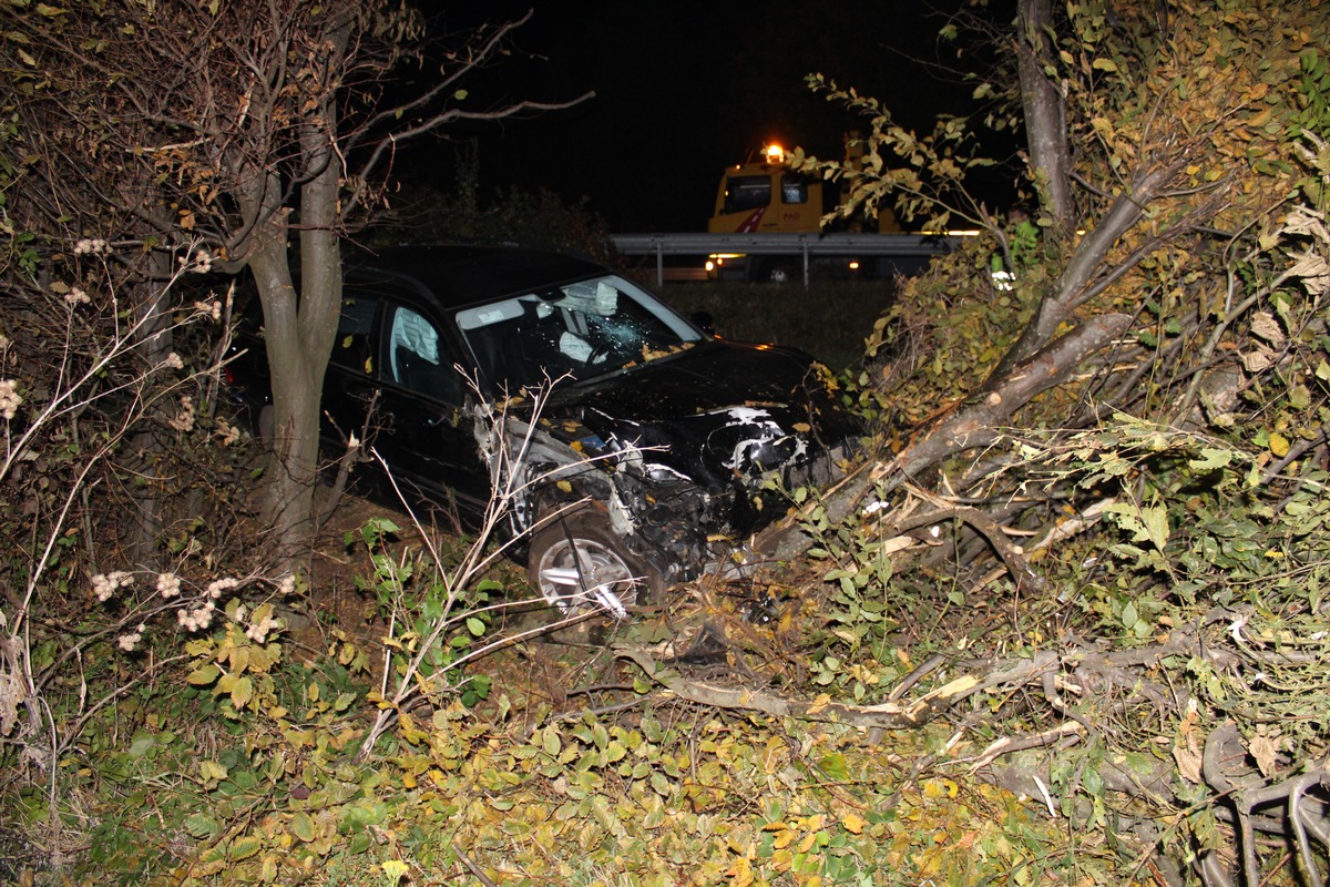 POL-MI: Betrunkener Autofahrer landet vor einem Baum