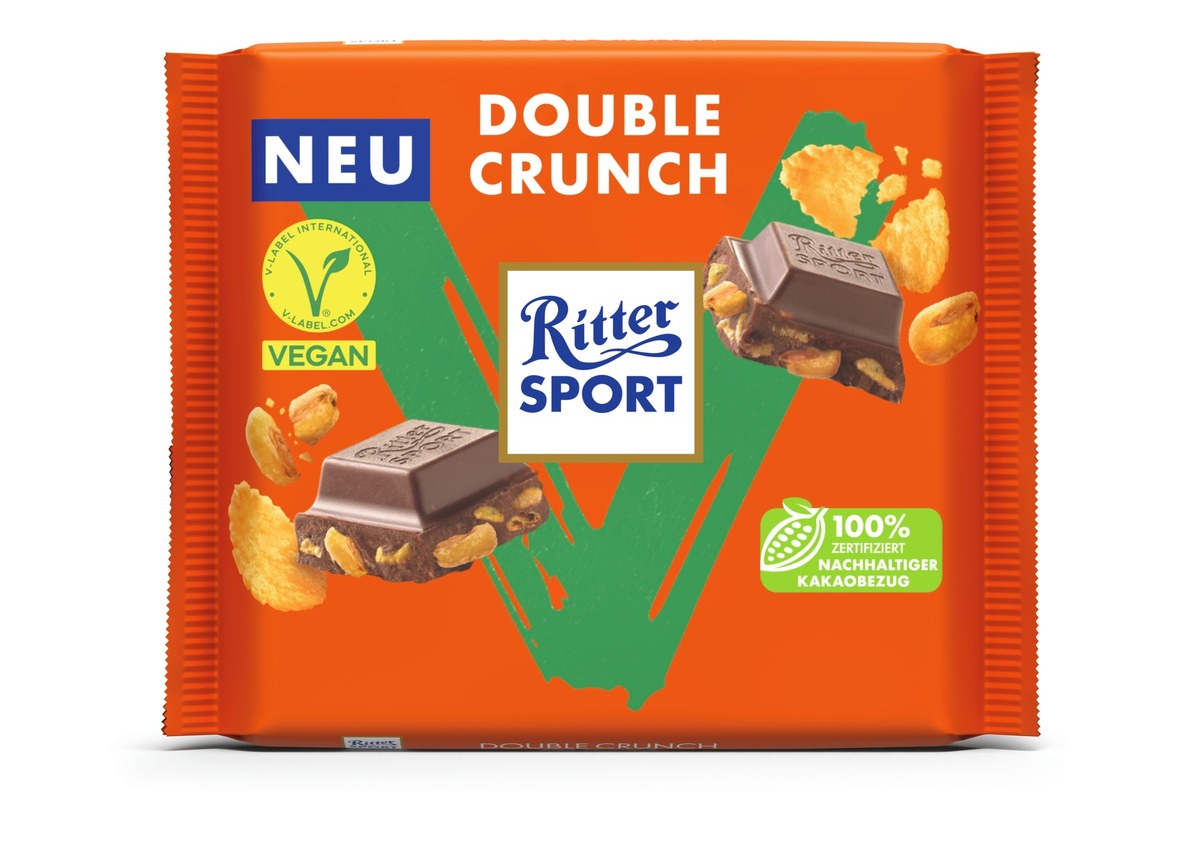 Neu &amp; extra knusprig: Ritter Sport Vegan Double Crunch