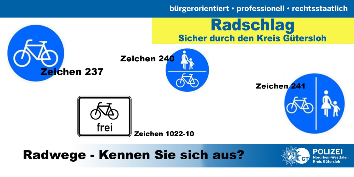 POL-GT: Aktion Radschlag 
Radwege - Kennen Sie sich aus?