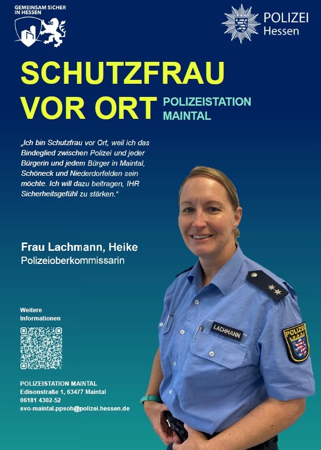 POL-OF: Polizeioberkommissarin Heike Lachmann ist neue Schutzfrau vor Ort in Maintal, Schöneck und Niederdorfelden