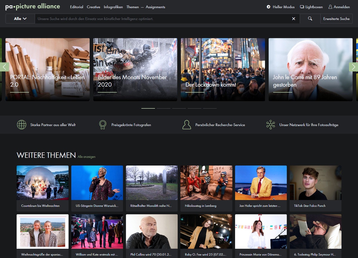 Bildrecherche 2.0 mit KI-Technologie im neuen picture alliance-Portal