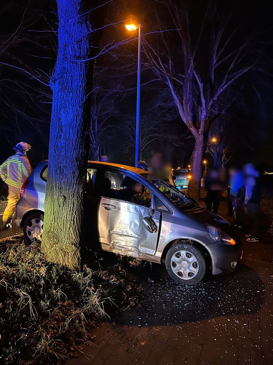 POL-DU: Friemersheim: Honda kommt von Fahrbahn ab und kollidiert mit einem Baum