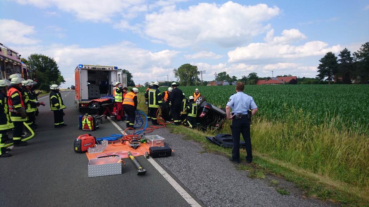 FW-WRN: TH_Person klemmt: Alleinunfall mit einer schwer verletzten Person und aufwendige Rettung