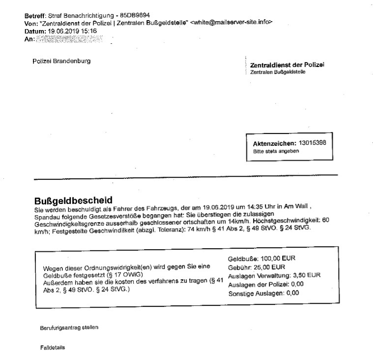 POL-HL: OH-Heiligenhafen
Achtung falsche Bußgeldbescheide per E-Mail -möglicher Trojaner