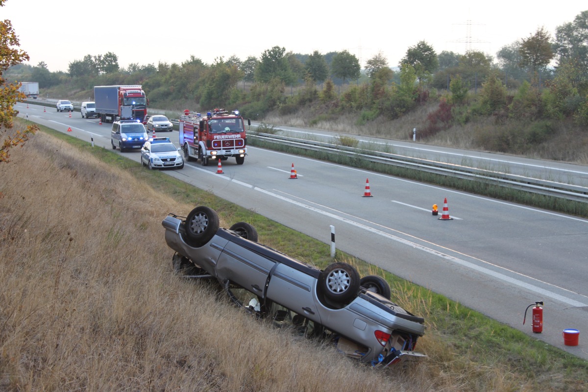 POL-PDKL: A63/Winnweiler, Pkw überschlägt sich mehrfach