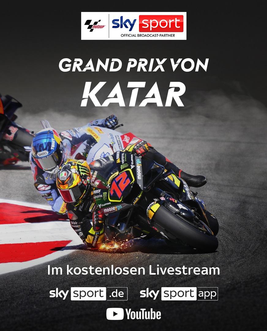 Der Saisonstart der MotoGP(TM) für alle Fans frei empfangbar: Sky Sport überträgt die Auftaktrennen in Katar live auch auf YouTube