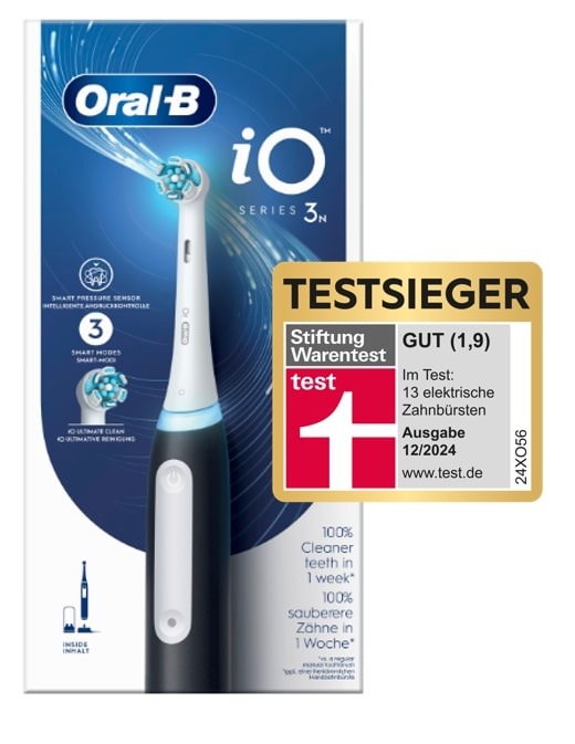 Die innovative iO-Technologie von Oral-B überzeugt erneut: Stiftung Warentest kürt die Oral-B iO3 zur besten elektrischen Zahnbürste im neuesten Testlauf