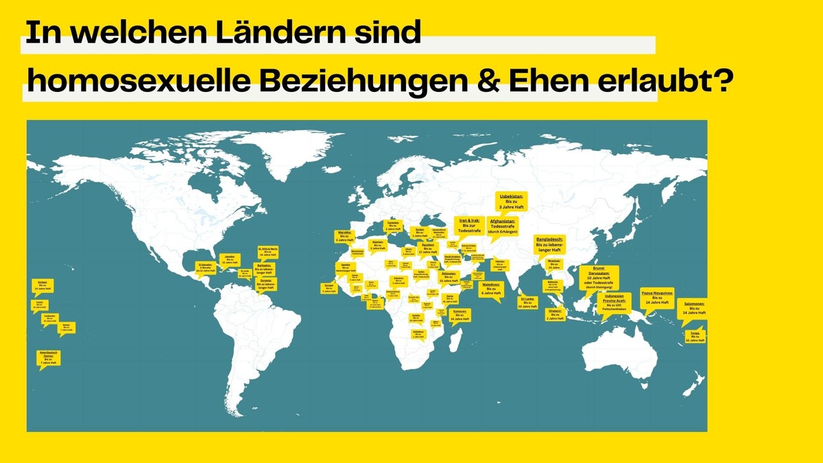 In welchen Ländern gibt es Haft- &amp; Todesstrafen auf homosexuelle Beziehungen &amp; Ehen?