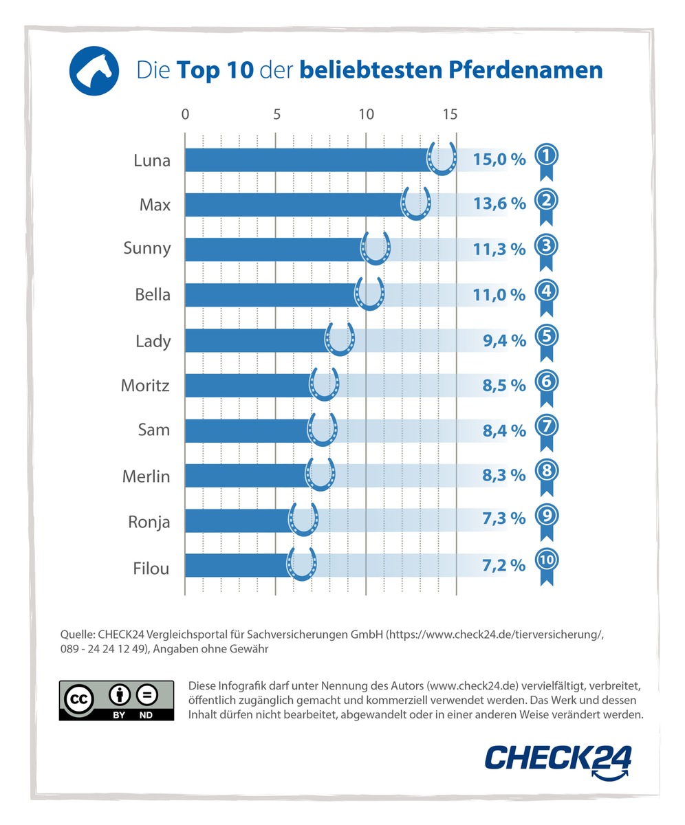 Luna, Max und Sunny sind die beliebtesten Pferdenamen