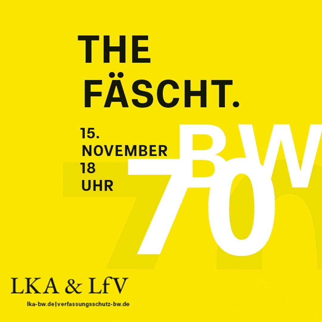 LKA-BW: Landeskriminalamt Baden-Württemberg (LKA BW) und Landesamt für Verfassungsschutz Baden-Württemberg (LfV) feiern ihr 70-jähriges Bestehen - Bitte Sperrfrist, Dienstag, 15. November, 18.00 Uhr beachten