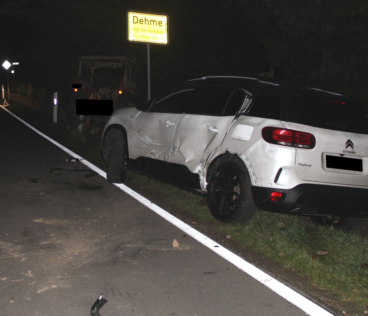 POL-MI: Traktor schiebt zwei Fahrzeuge zusammen - Fahrer flüchtete