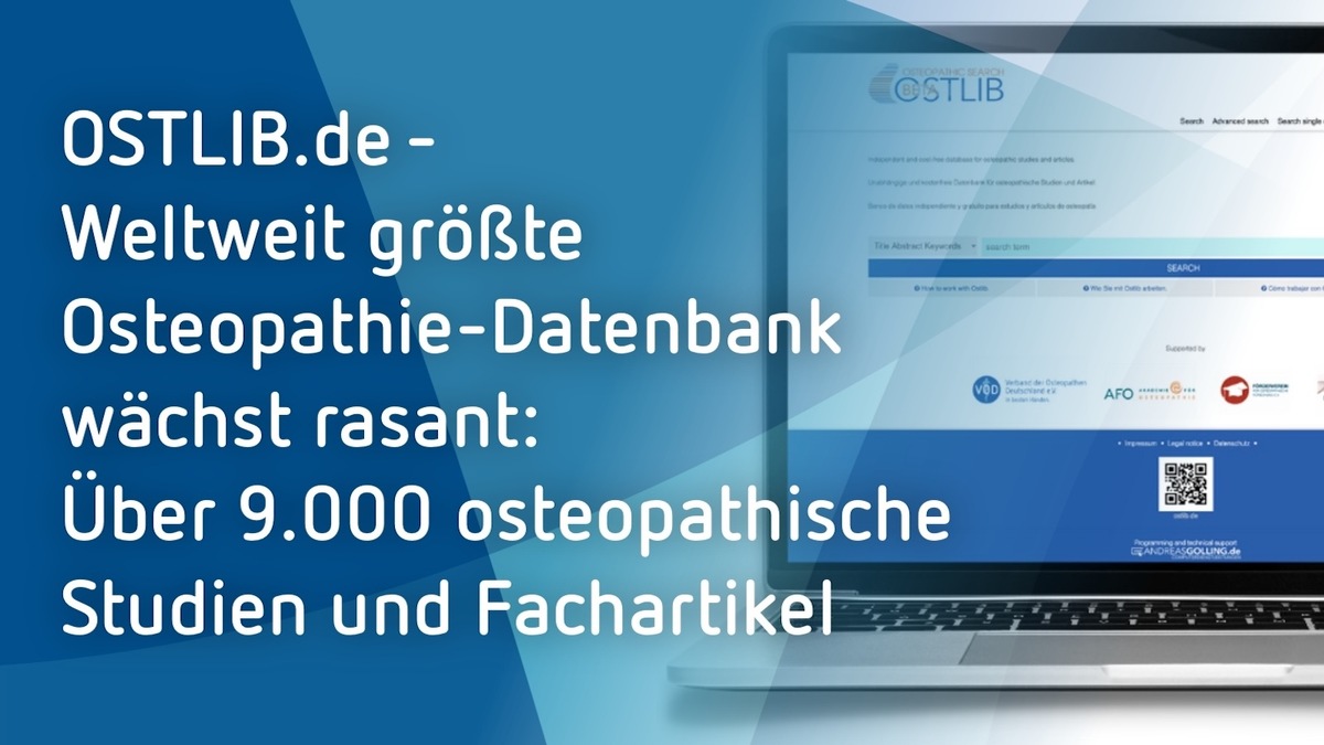 OSTLIB.de: Weltweit größte Osteopathie-Datenbank wächst rasant / Über 9.000 osteopathische Studien und Fachartikel an einem Ort - schon mehr als 323.000 Besucher