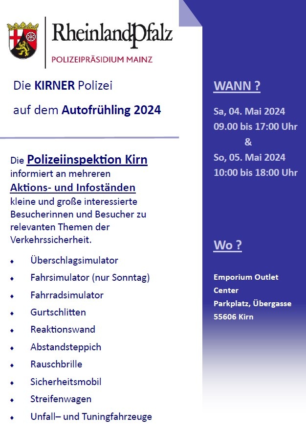 POL-PIKIR: Die Polizei Kirn auf dem Autofrühling 2024