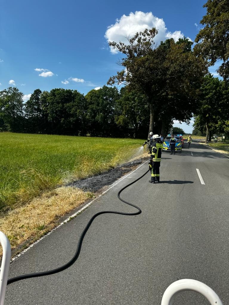 FW-Schermbeck: Brand am Fahrbahnrand