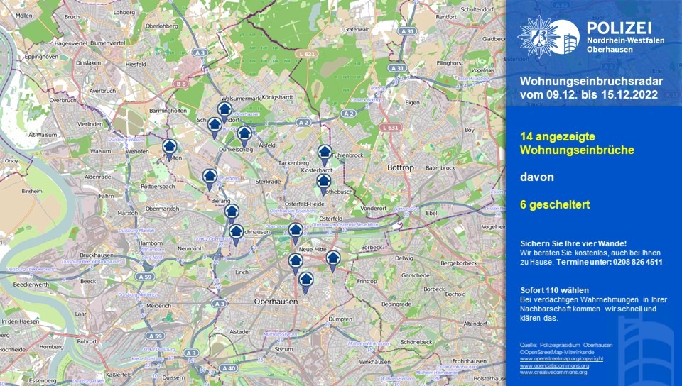 POL-OB: Einbruchsradar in Oberhausen vom 09.12. bis zum 15.12.2022