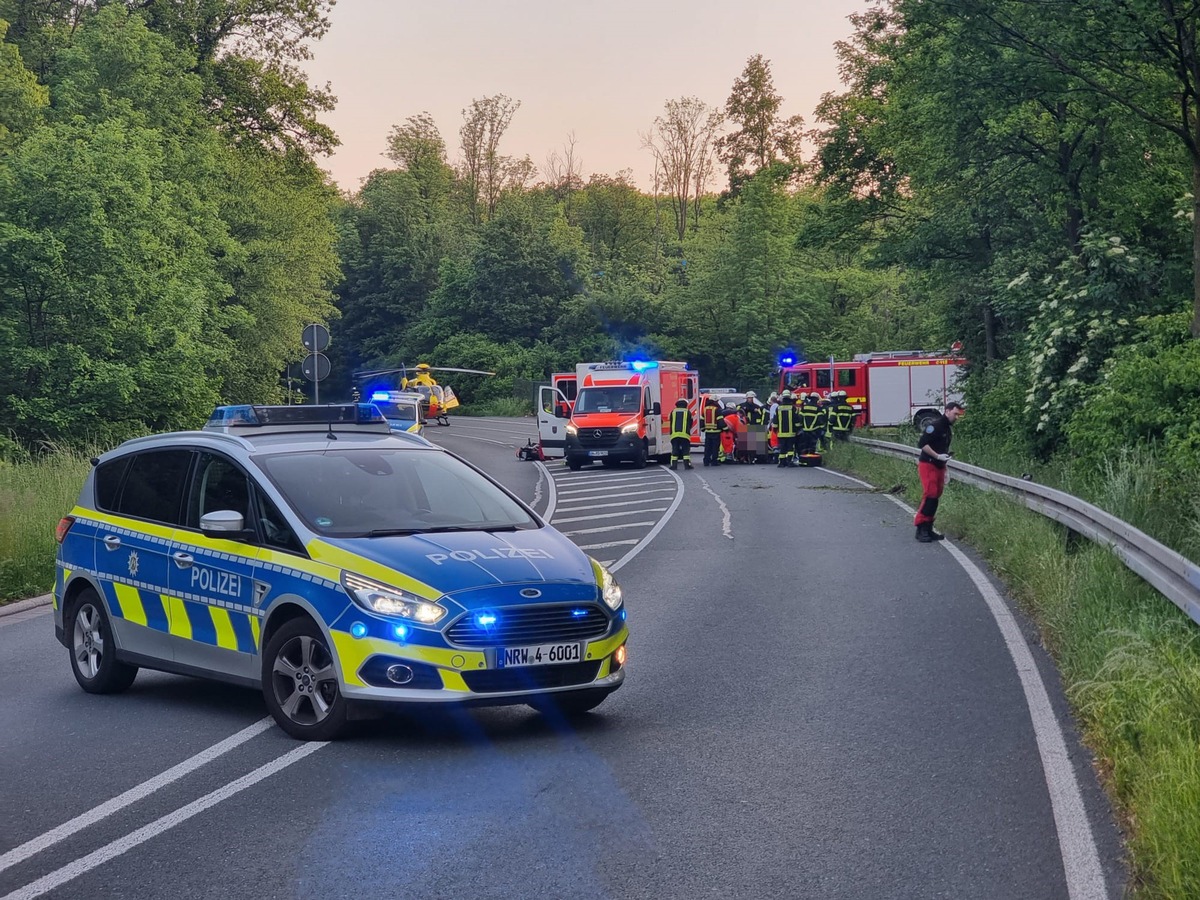 POL-UN: Zu einem Verkehrsunfall kam es am 25.05.2023 gegen 20.15 Uhr. Ein 56-jährger Unnaer befuhr mit seinem Kraftrad die Pelkumer Straße (L665) in Fahrtrichtung Bönen.