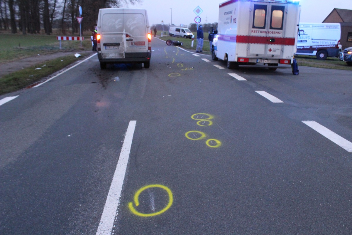 POL-NI: Steyerberg - Kradfahrer bei Verkehrsunfall schwer verletzt