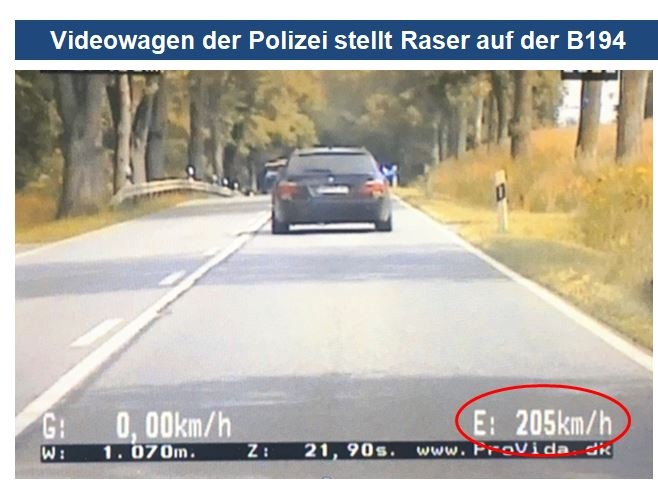 POL-NB: Videowagen der Polizei stellt Raser auf der B 194  -Fahrer muss mit 1390EUR Bußgeld, 4 Monaten Fahrverbot und 4 Punkten rechnen