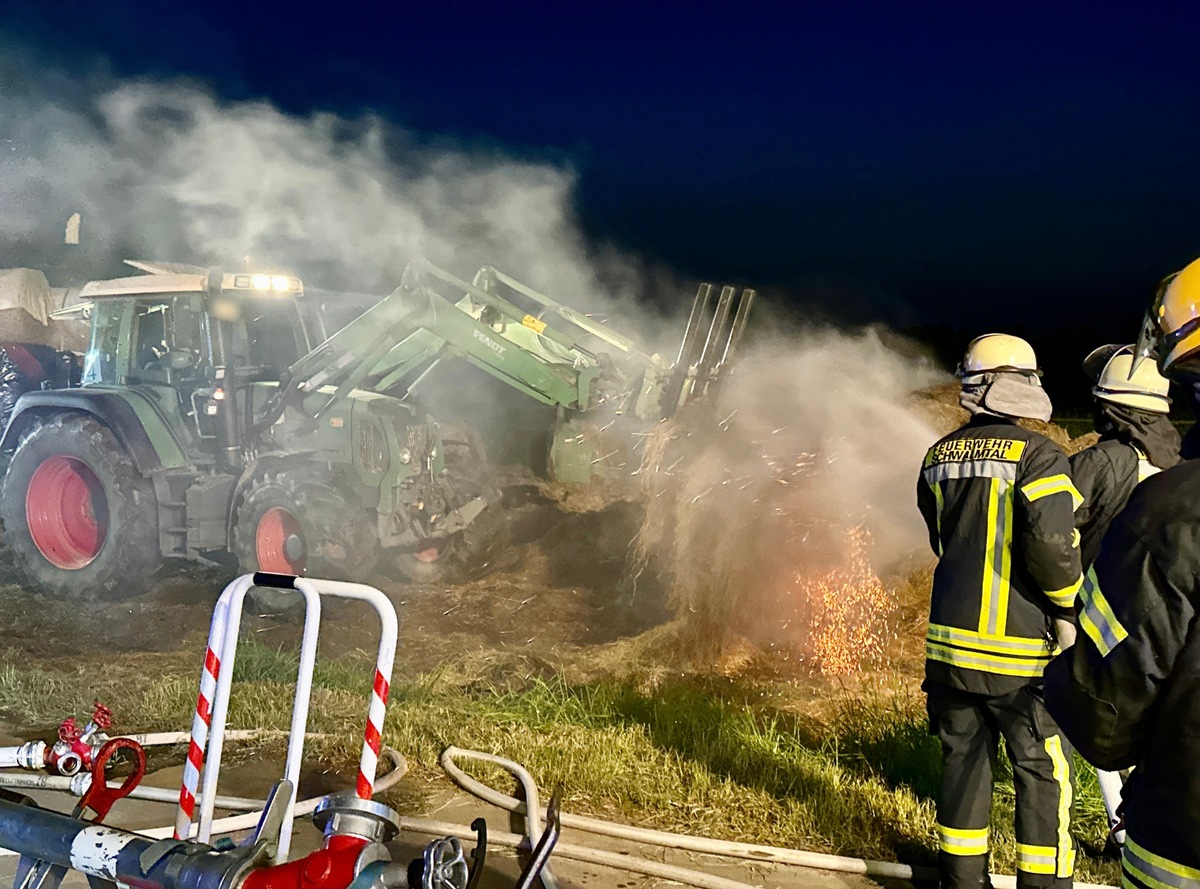 FFW Schwalmtal: Erneuter Strohballenbrand in Schwalmtal