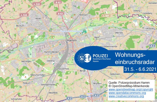 POL-HAM: Wohnungseinbruchsradar Hamm für die Woche 31.05.2021 bis 06.06.2021