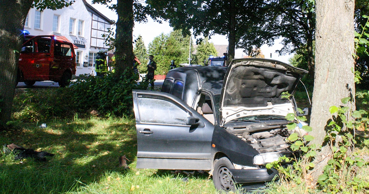 POL-LIP: Lemgo - PKW gegen Baum