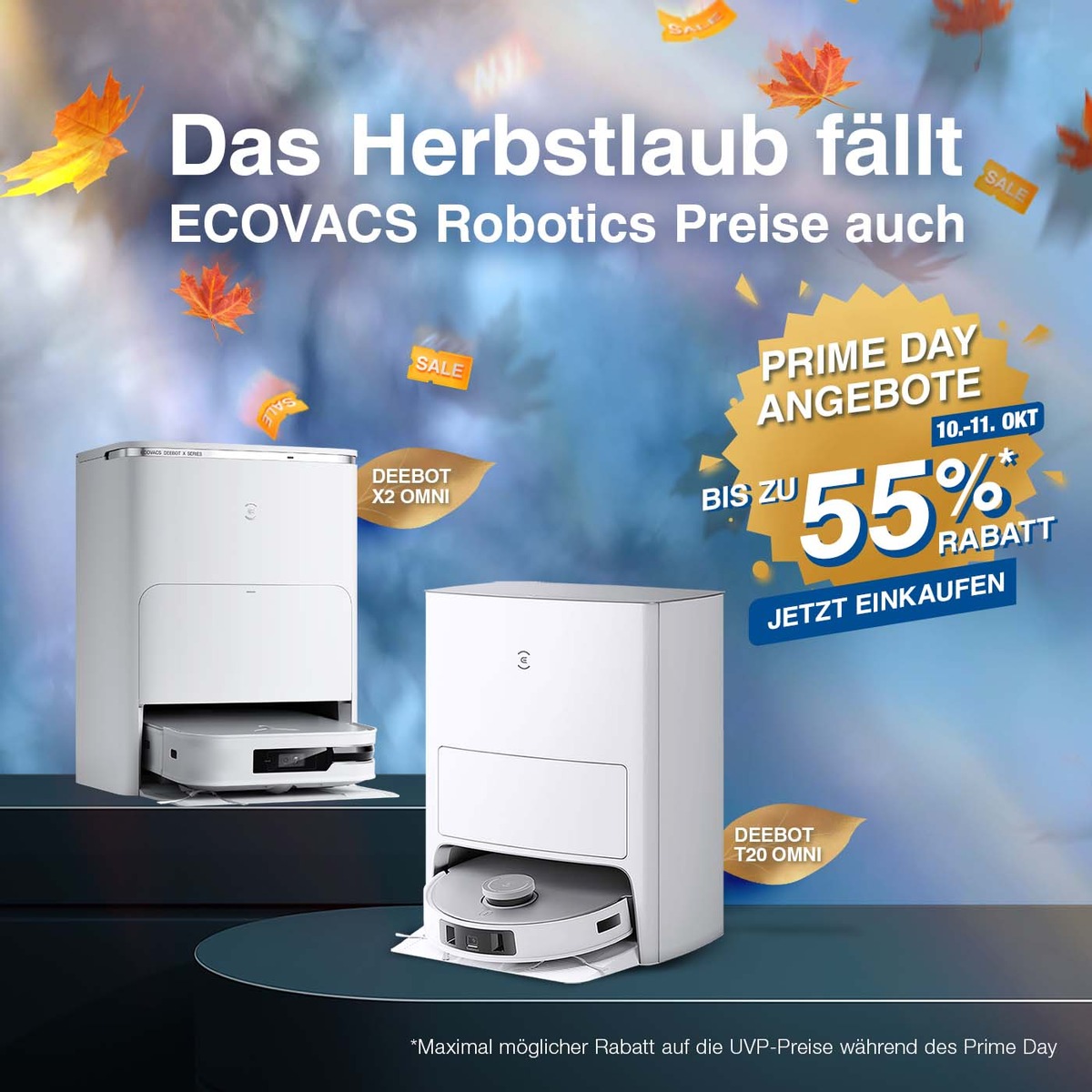 Prime Day: Smarte Haushaltshilfen von ECOVACS zum Top-Preis / Bis zu 55 %* Rabatt auf ECOVACS-Produkte / *Maximal möglicher Rabatt auf die UVP-Preise während des Prime Day