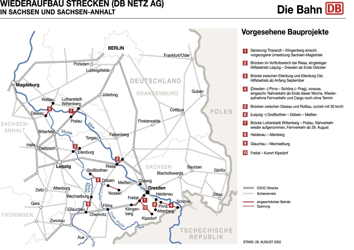 Die Deutsche Bahn informiert zur aktuellen Betriebssituation - Stand: Mittwoch, 28.08., 09.00 Uhr