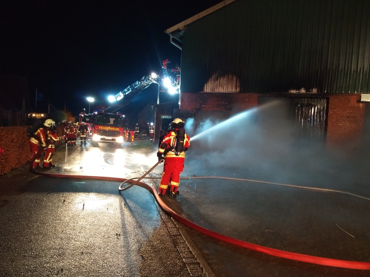 FW-RD: Aktualisierung zur Meldung&quot;Grossbrand einer Werkstatt auf einem Bauernhof in Bargstedt&quot;