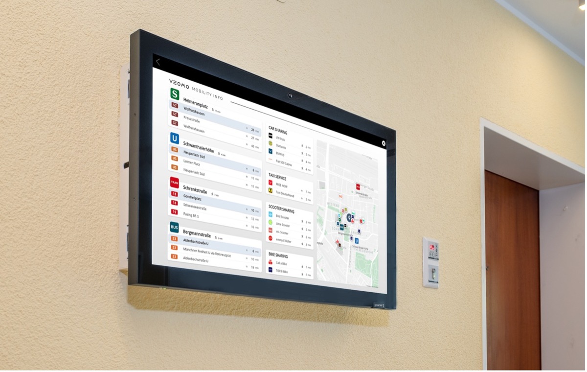 Wohnungsgenossenschaft München-West: Digitale Haustafeln mit Mobilitätsanzeige für die Bewohnerinnen und Bewohner