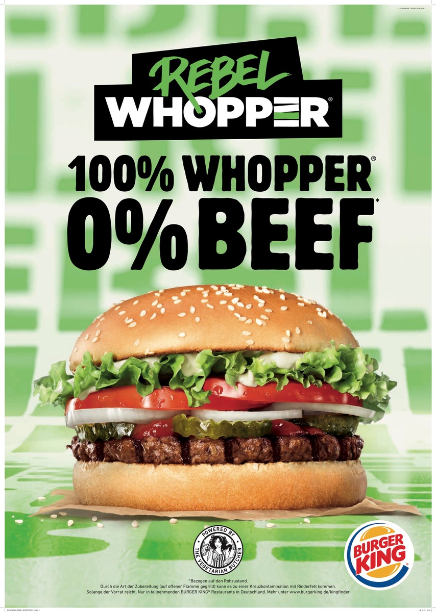 The Vegetarian Butcher und BURGER KING® führen fleischfreien Rebel Whopper® ein / Auf dem Weg zum größten Metzger der Welt