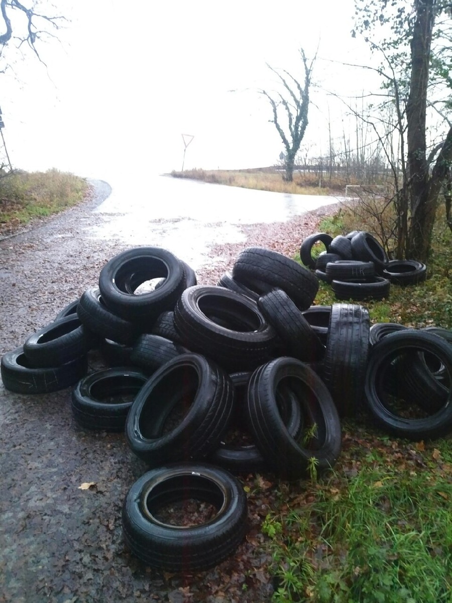 POL-MA: Sandhausen/Rhein-Neckar-Kreis: Alte Autoreifen illegal im Wald entsorgt - Polizei sucht Zeugen