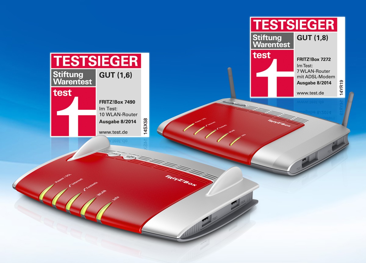 Doppelsieg für FRITZ!Box im Vergleichstest der Stiftung Warentest (FOTO)