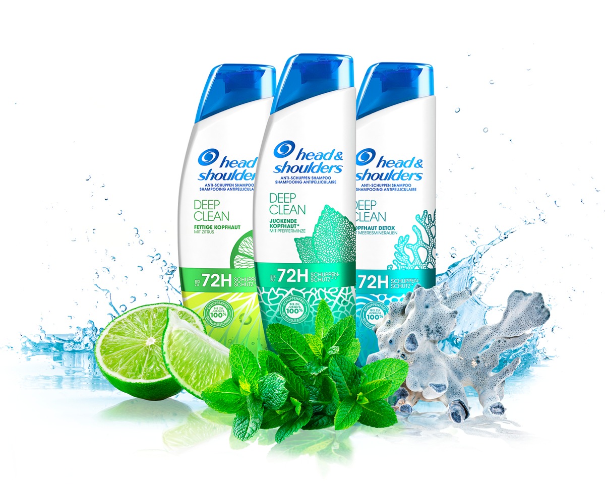 Neu: Die Head &amp; Shoulders Deep Clean Shampoos / Die erste transparente Formel von Head &amp; Shoulders - für eine sanfte, porentiefe Reinigung der Kopfhaut