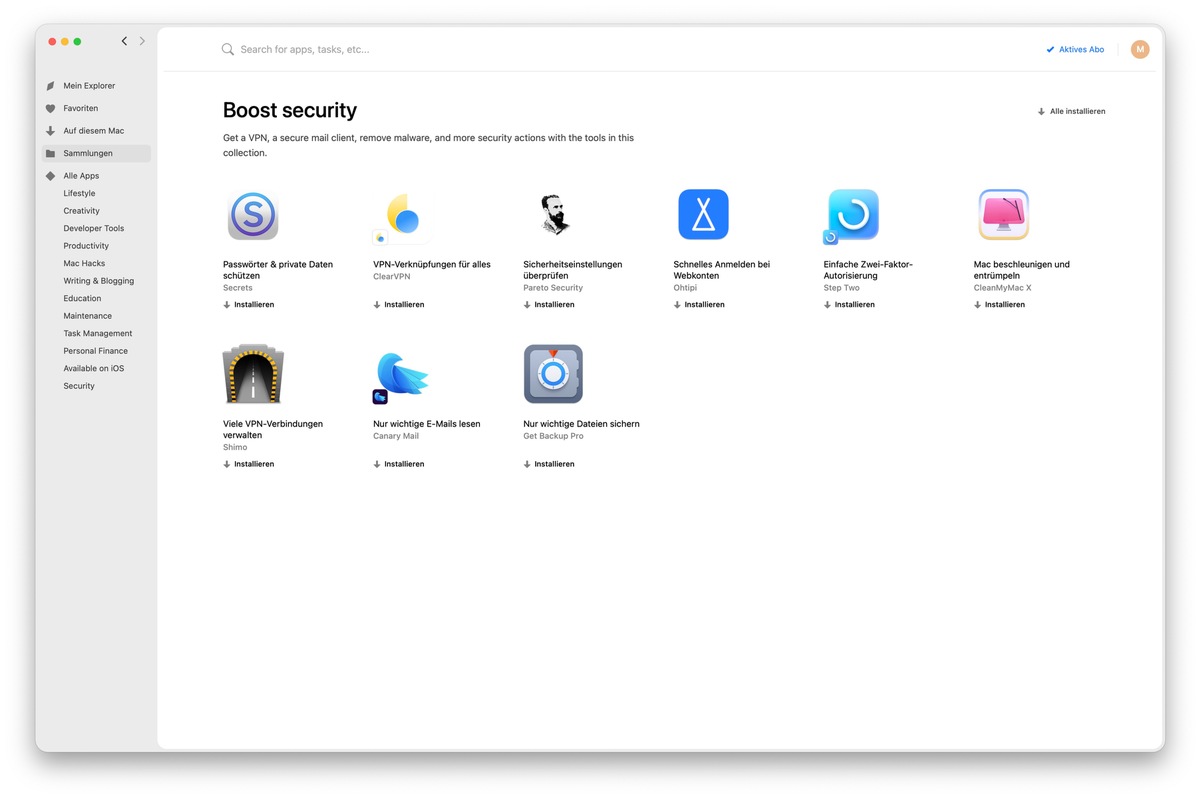 Setapp - Boost-Security-Sammlung