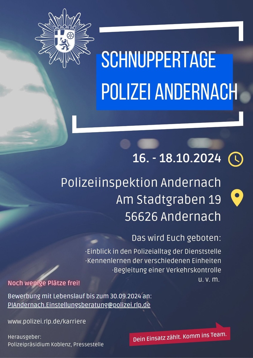 POL-PDKO: Schnupperpraktikum bei der Polizeiinspektion Andernach