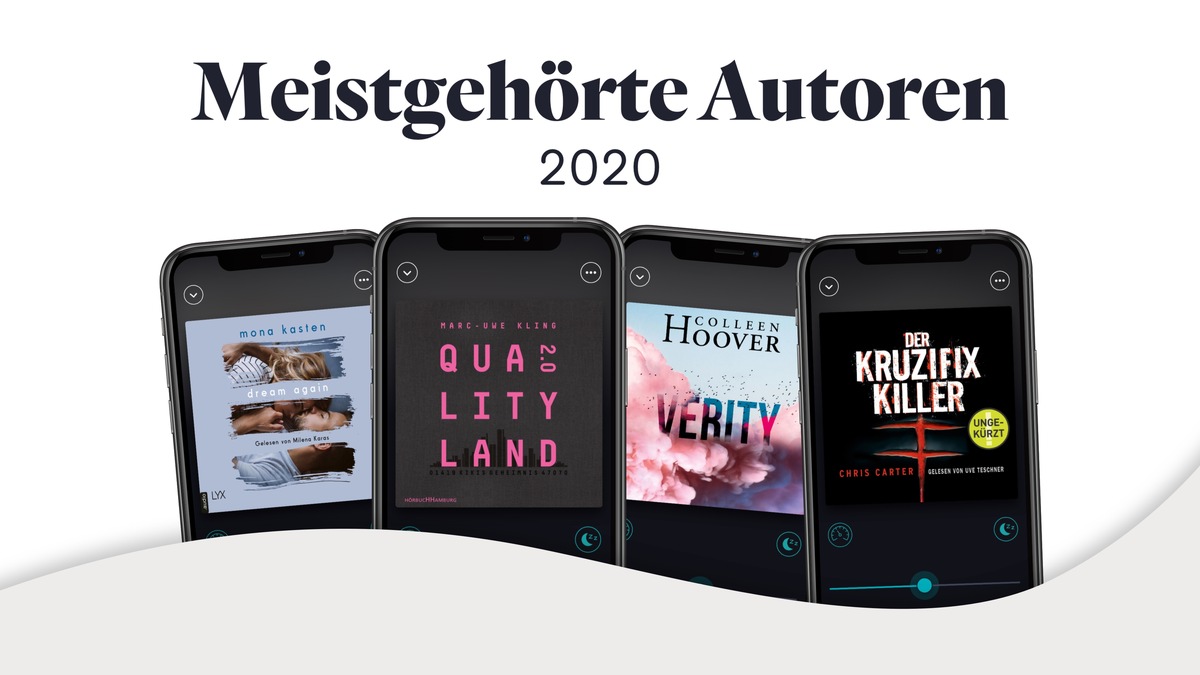 Die meistgehörten Hörbücher 2020 bei BookBeat: Anzahl der gehörten Stunden fast verdreifacht