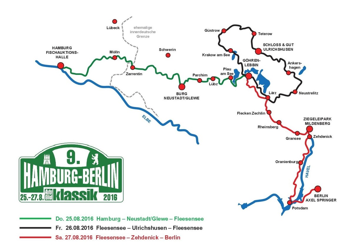 9. Hamburg-Berlin-Klassik 2016: 180 Oldtimer im Land der Tausend Seen