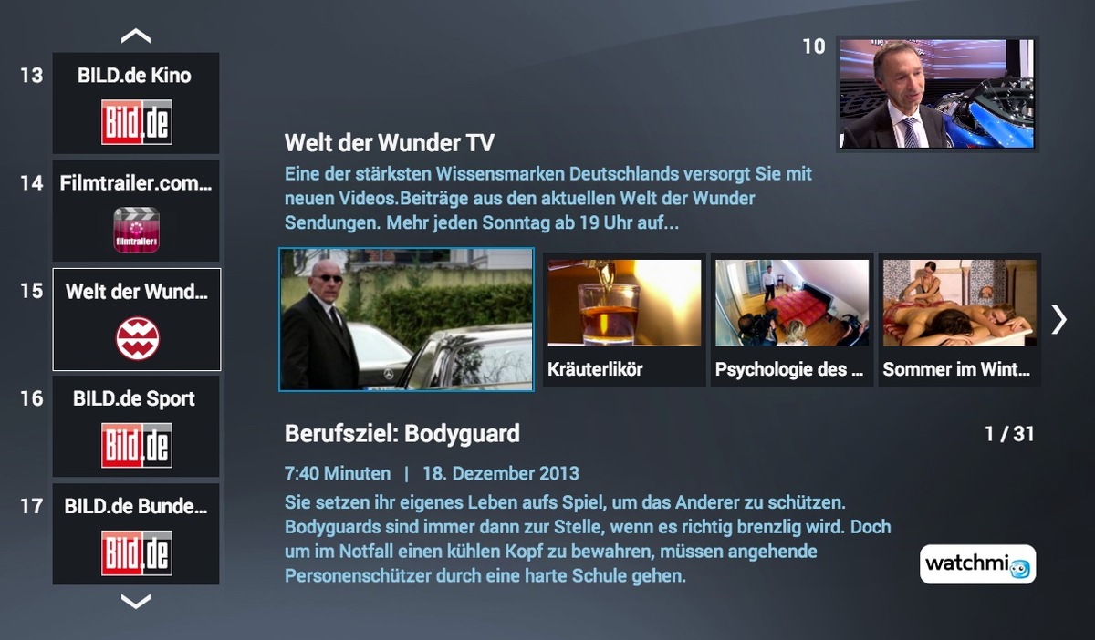 Jetzt auch als App für Smart-TV: watchmi Themenkanäle von Axel Springer Digital TV Guide (FOTO)