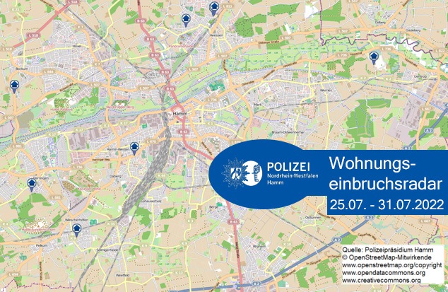 POL-HAM: Wohnungseinbruchsradar Hamm für die Woche vom 25. Juli bis 31. Juli 2022