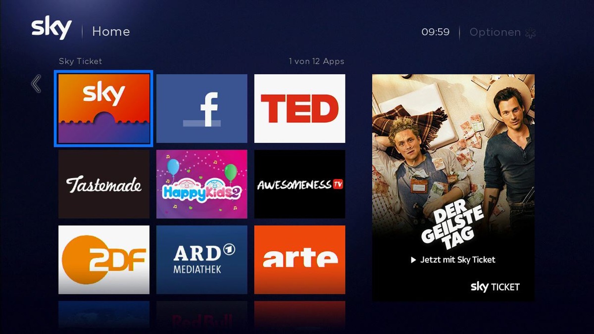 App-Ausbau auf der Sky TV Box: Ab sofort neue Entertainment-Apps verfügbar