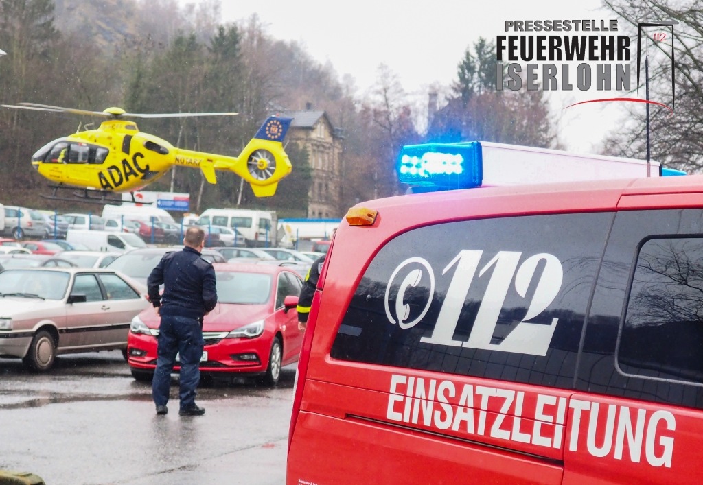 FW-MK: Arbeitsunfall - Einsatz für den Rettungshubschrauber