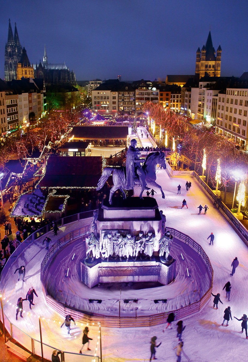 Wintersport mitten in der Kölner Altstadt: Größte und spektakulärste Open-Air Eislauf-Erlebniswelt Deutschlands öffnet Ende November (FOTO)