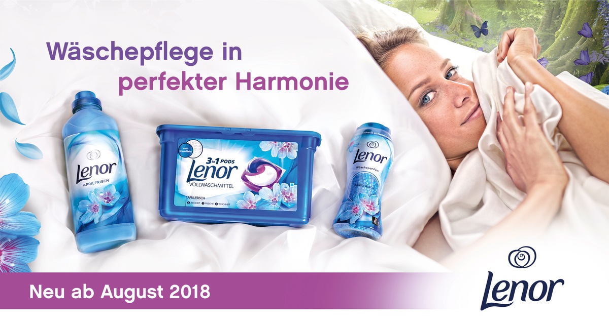 Wäschepflege in perfekter Harmonie / Neu ab August 2018: Das Sortiment von Lenor in perfekt aufeinander abgestimmten Lieblingsdüften und mit neuem Wäscheparfüm