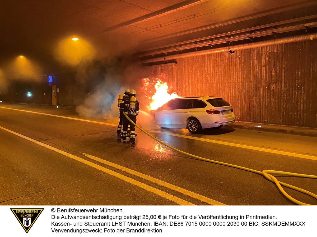 FW-M: BMW brennt im Allacher Tunnel (A99)