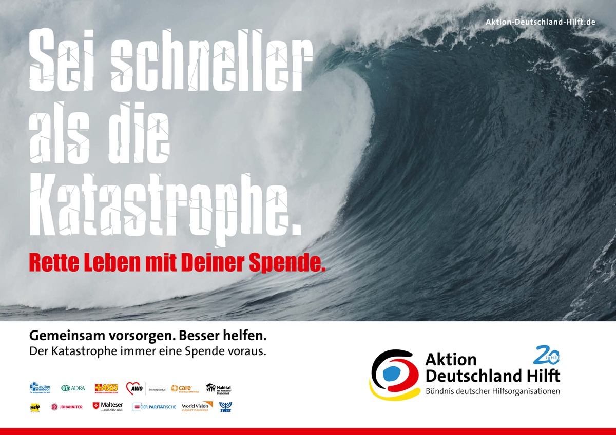 Aktion Deutschland Hilft: &quot;Sei schneller als die Katastrophe!&quot; / Bündnis veröffentlicht Studie zur Katastrophenvorsorge - Bundespräsident a.D. Horst Köhler unterstützt Vorsorge-Kampagne